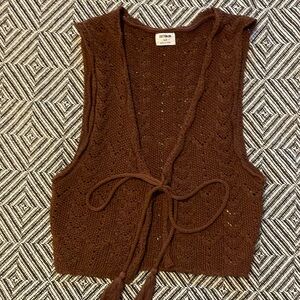 Cotton on crochet front tie vest —Size Small